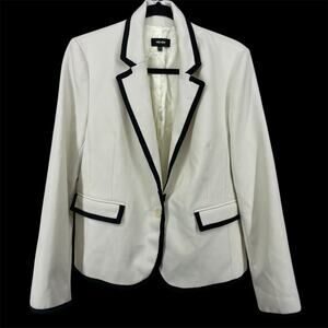 ME + EM Size 10 Single Breasted Cream Blazer Black Trim One Single Button‎ Luxe